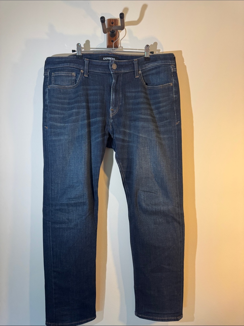 Express Men's Dark Blue Slim Straight Jeans